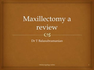 Dr T Balasubramanian




    Otolaryngology online   1
 
