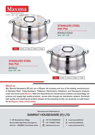 Maxima's Finest Collection of Innovative Cookware | PDF