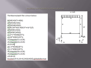 Reactions and moments in a frame structure