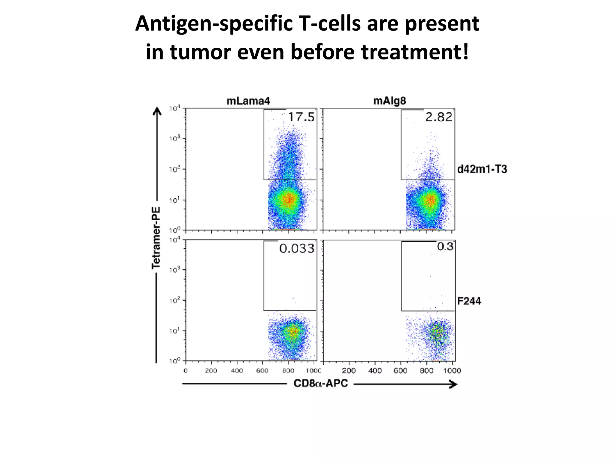 Antigen-specific T-cells are present
in tumor even before treatment!
 