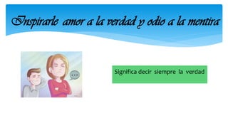 Significa decir siempre la verdad
Inspirarle amor a la verdad y odio a la mentira
 