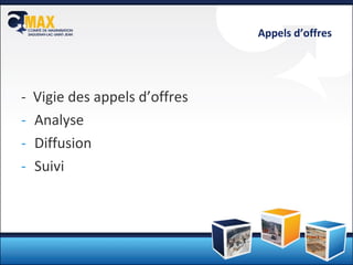 Appels d’offres -  Vigie des appels d’offres Analyse Diffusion Suivi 