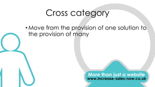 Cross category
More than just a website
www.increase-sales-now.co.uk
•Move from the provision of one solution to
the provision of many
 