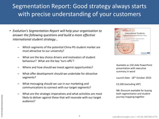 The latest insights on Chinese students’ changing aspirations are the basis of an effective international strategy From our research you will learn how to:To develop meaningful goals your university needs to fully understand: 