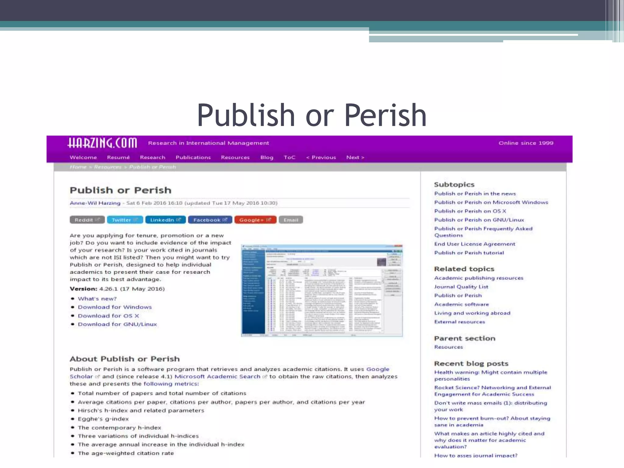 Publish or Perish
 