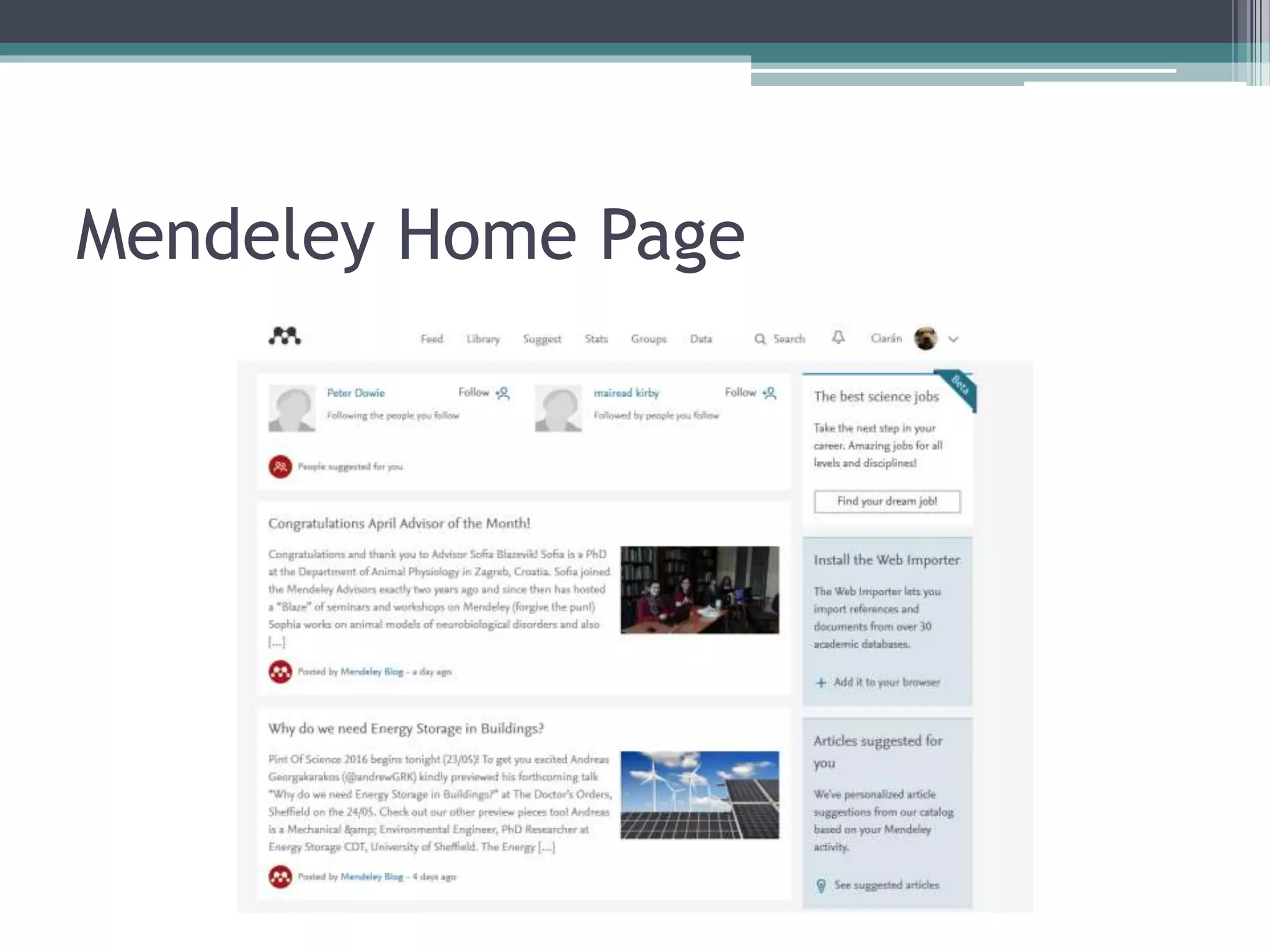 Mendeley Home Page
 