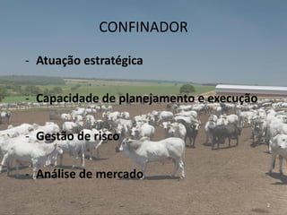CONFINADOR

- Atuação estratégica

- Capacidade de planejamento e execução

- Gestão de risco

- Análise de mercado

                                          2
 