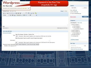 Wordpress   Keyword in the Post Title
               (hopefully H1 tag)
 