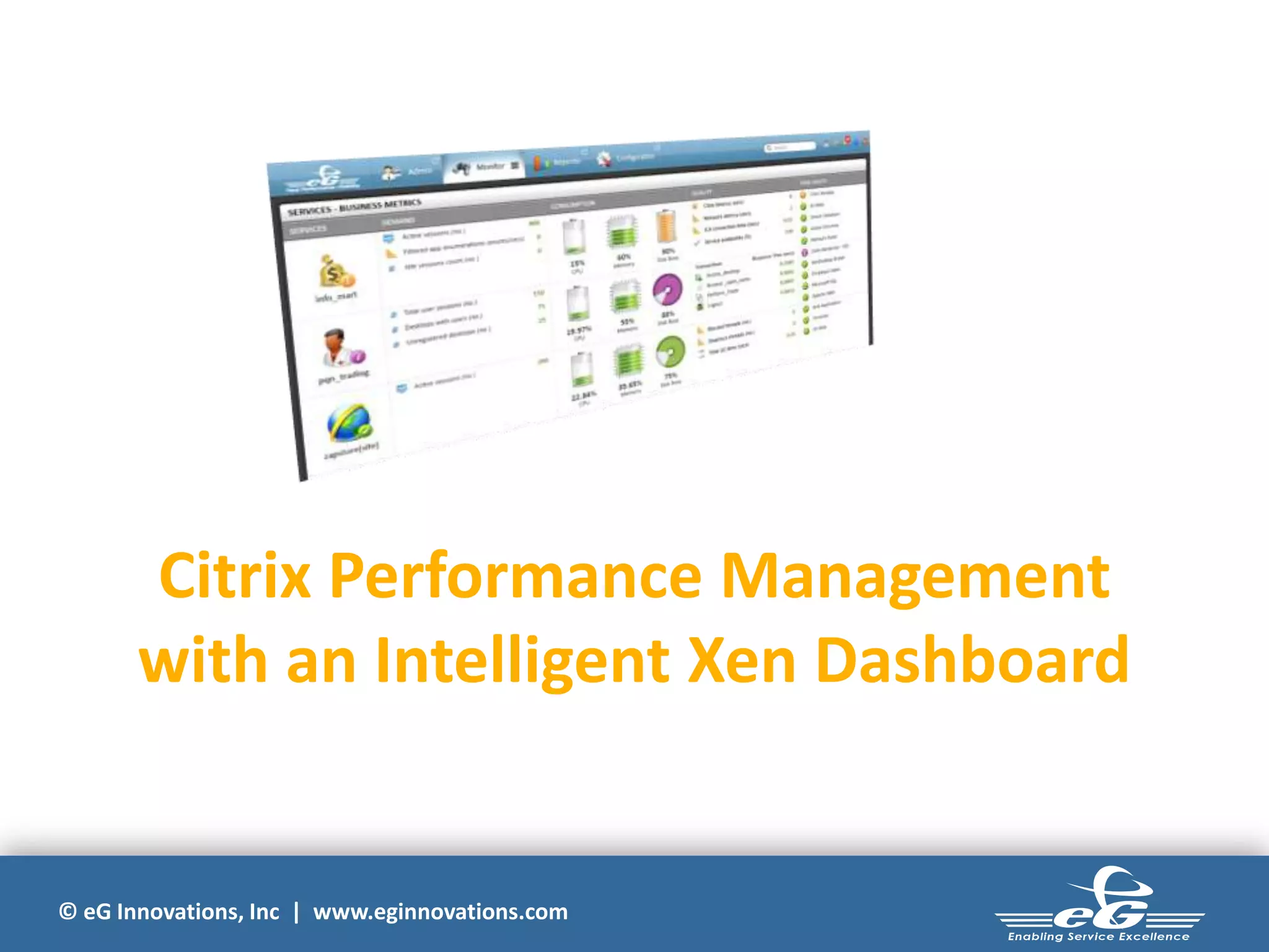 © eG Innovations, Inc | www.eginnovations.com
Citrix Performance Management
with an Intelligent Xen Dashboard
 