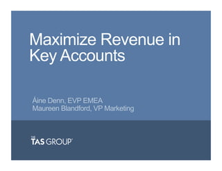 Maximize Revenue in
Key Accounts
Áine Denn, EVP EMEA
Maureen Blandford, VP Marketing

 