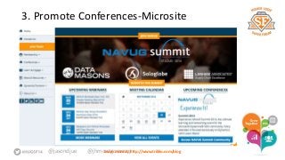 3. Promote Conferences-Microsite 
@jasondjue @jhmoLneatrgno mmoree rayt:j rhttp://www.triblio.com/blog 
 