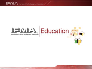 RetailIFMA communities add value to your membership16 Councils from which to chooseAcademic FacilitiesAirport FacilitiesBanking Institutions and Credit UnionsCity & Country ClubsCorporate FacilitiesCorporate Real EstateEnvironmental, Health and SafetyFM ConsultantsHealth CareInformation TechnologyLegal IndustryManufacturingMuseums/Cultural InstitutionsPublic SectorResearch & DevelopmentUtilities