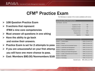 FMP Credential Program: Instructor-led Courses Available mid-January 2011Materials for self-study and instructor-led course are the sameAverage classroom time – 60 hours New instructor toolkit to include:PowerPoint slides that correlate with materialsInstructor notesParticipant guideWeb-based instructor resource centerOnline group reports to manage student progress19