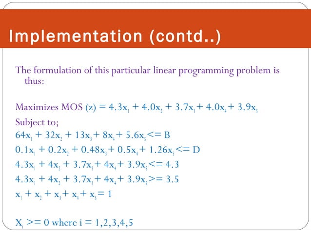 Linear Programming Case Study - Maximizing Audio Quality | PPT