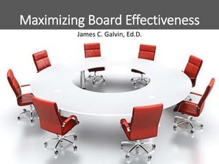 Maximizing Board Effectiveness
James C. Galvin, Ed.D.
 