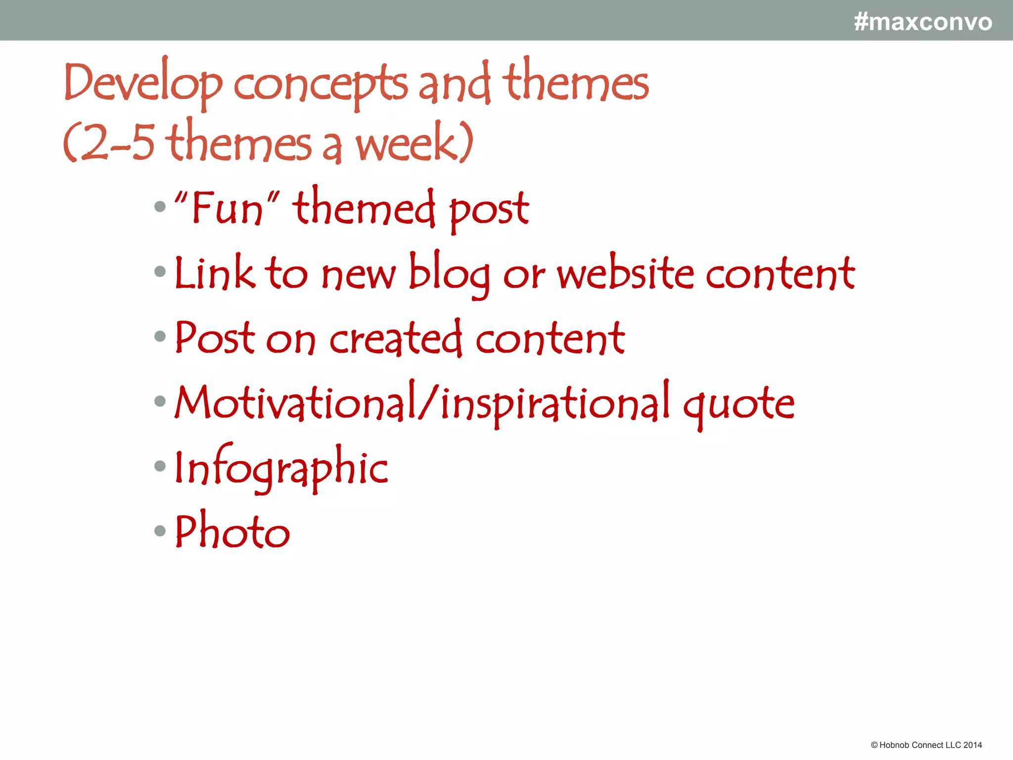 #maxconvo

Original content

© Hobnob Connect LLC 2014

 