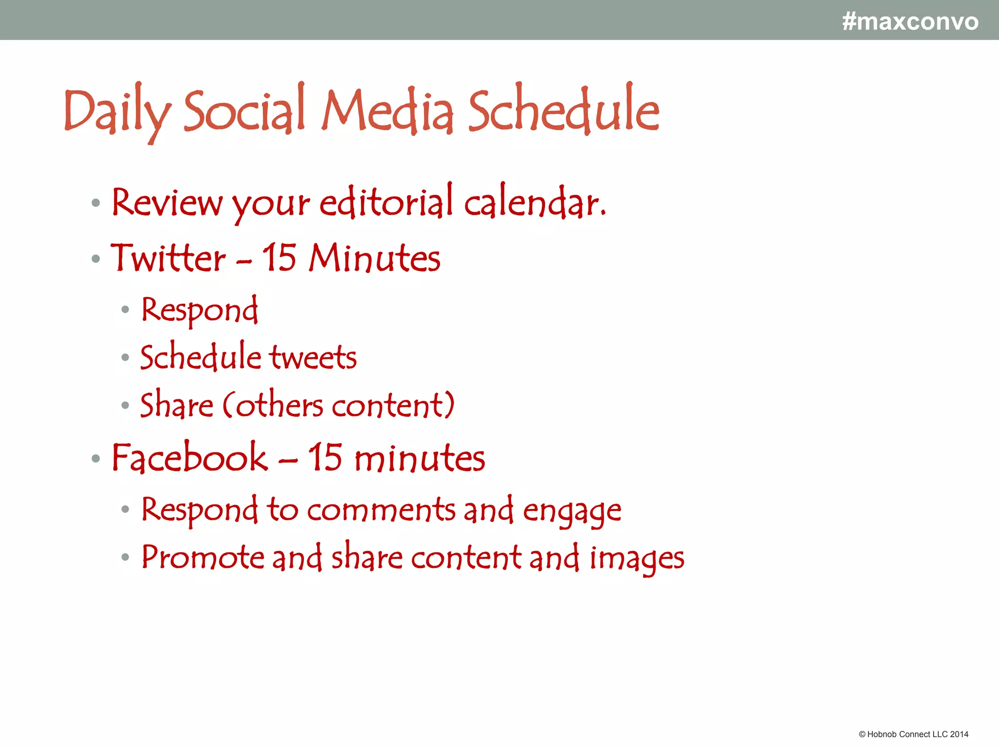 #maxconvo

Facebook

Facebook.com

© Hobnob Connect LLC 2014

 