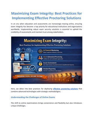 Maximizing Exam Integrity: Best Practices for Proctoring Solutions | PDF