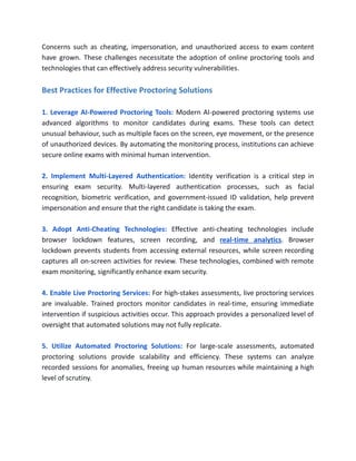 Maximizing Exam Integrity: Best Practices for Proctoring Solutions | PDF