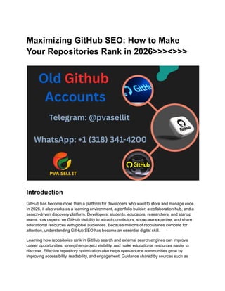 Maximizing GitHub SEO_ How to Make Your Repositories Rank in 2026 ...
