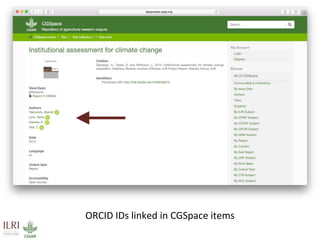 Maximizing the impact of institutional knowledge at IITA using CGSpace