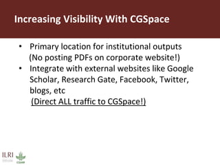 Maximizing the impact of institutional knowledge at IITA using CGSpace