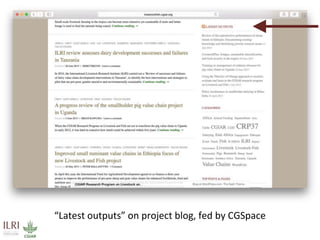 Maximizing the impact of institutional knowledge at IITA using CGSpace