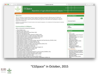 Maximizing the impact of institutional knowledge at IITA using CGSpace