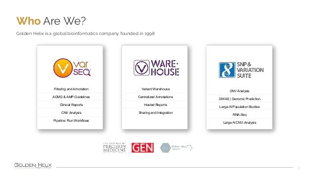 Who Are We?
3
Golden Helix is a global bioinformatics company founded in 1998
Filtering and Annotation
ACMG & AMP Guidelin...