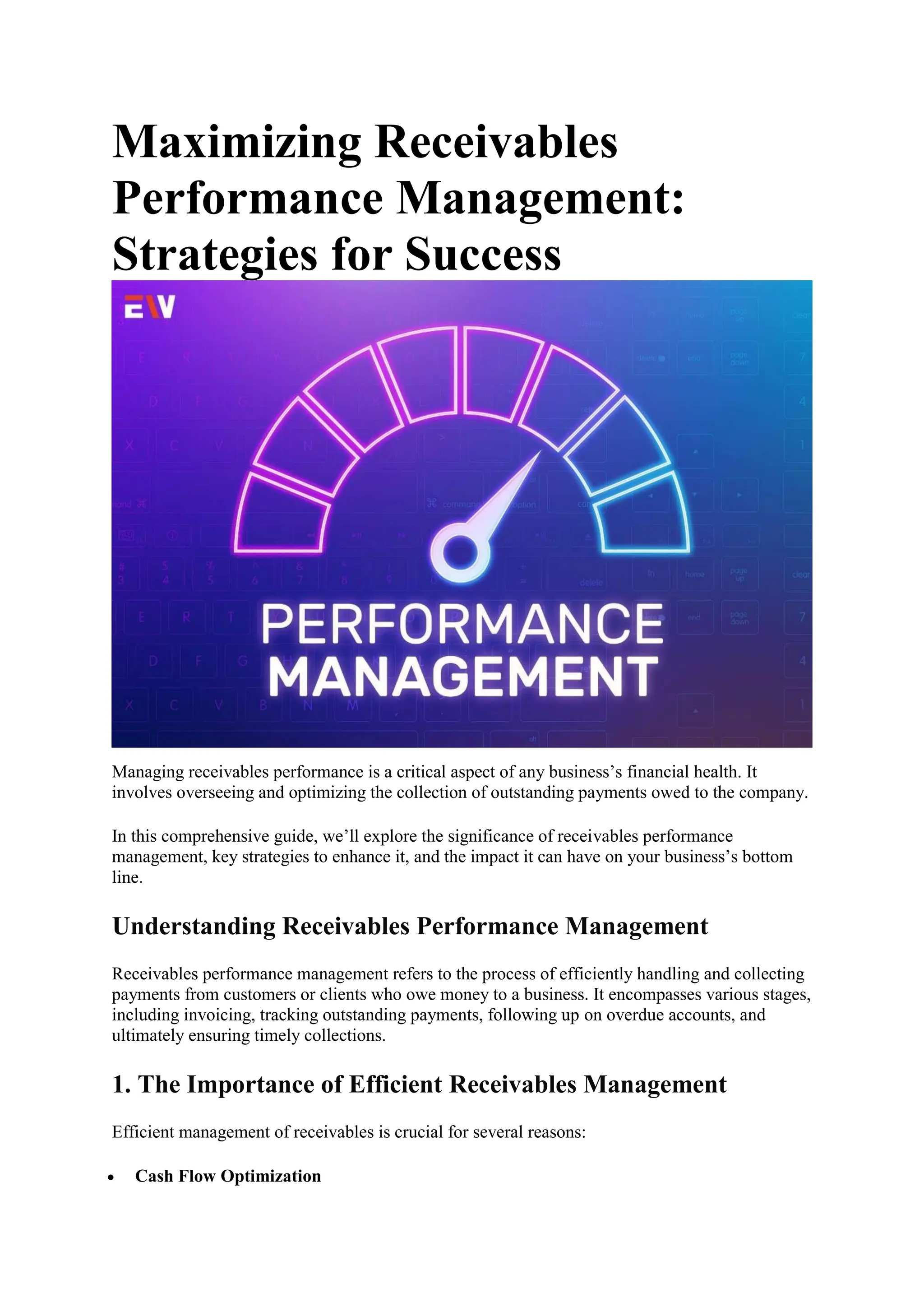 Receivables Performance Management Top 8 Strategies for Success Enterprise Wired PDF