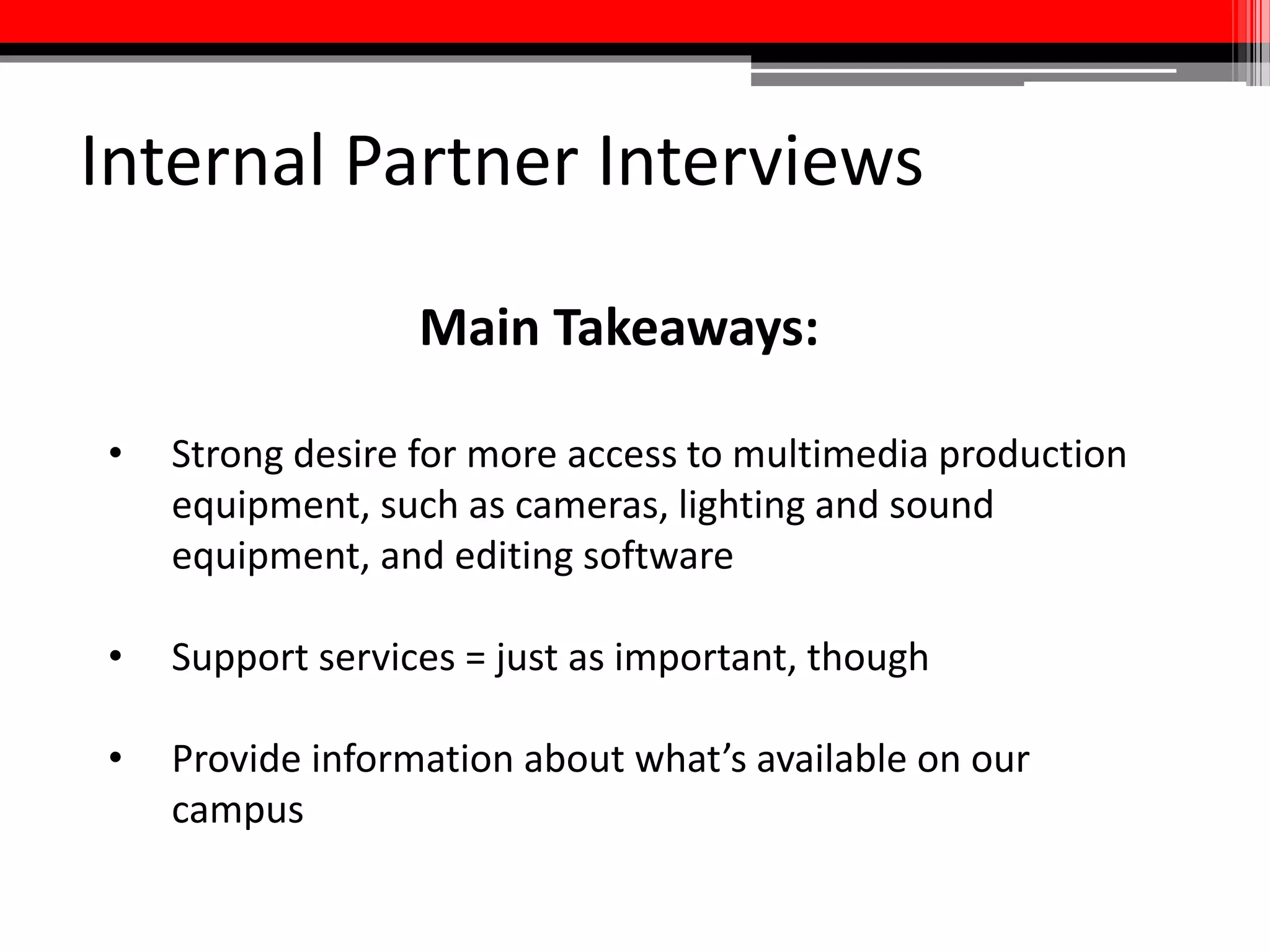 Designing Multimedia
Assignments
Considerations:
• Why have you decided to give your students a multimedia
assignment?
• What do you want their projects to look like, and what do
they need to know to be able to achieve this goal?
• How much time will they need, and how will you evaluate
their work?
• Where will the assignments “live” after the semester is over?
 