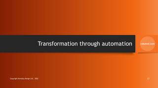 Transformation through automation
Copyright Kemsley Design Ltd., 2022 23
 