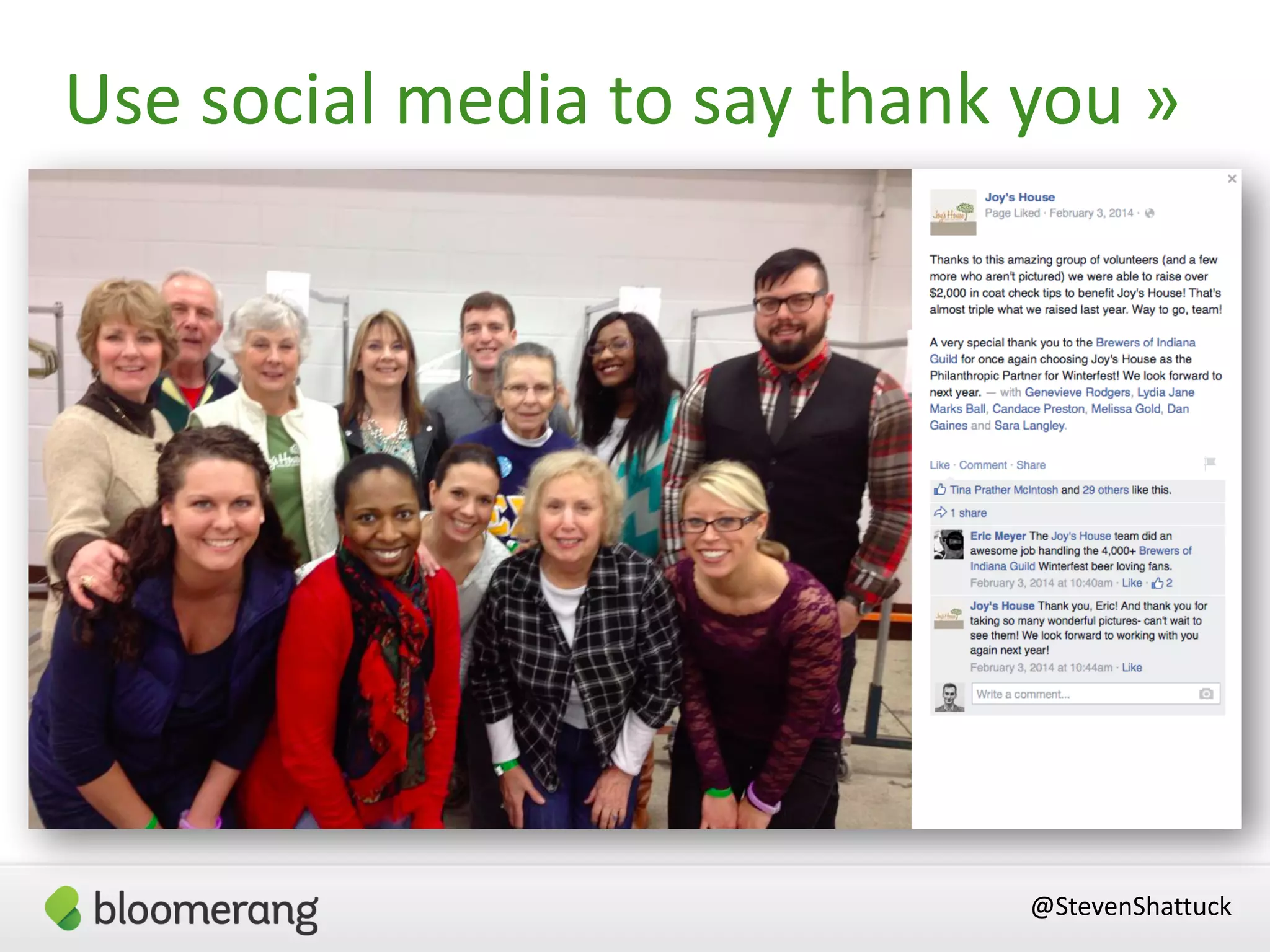 @StevenShattuck
Use social media to say thank you »
 