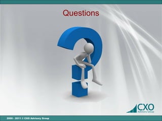 Questions




2000 - 2011 © CXO Advisory Group
 