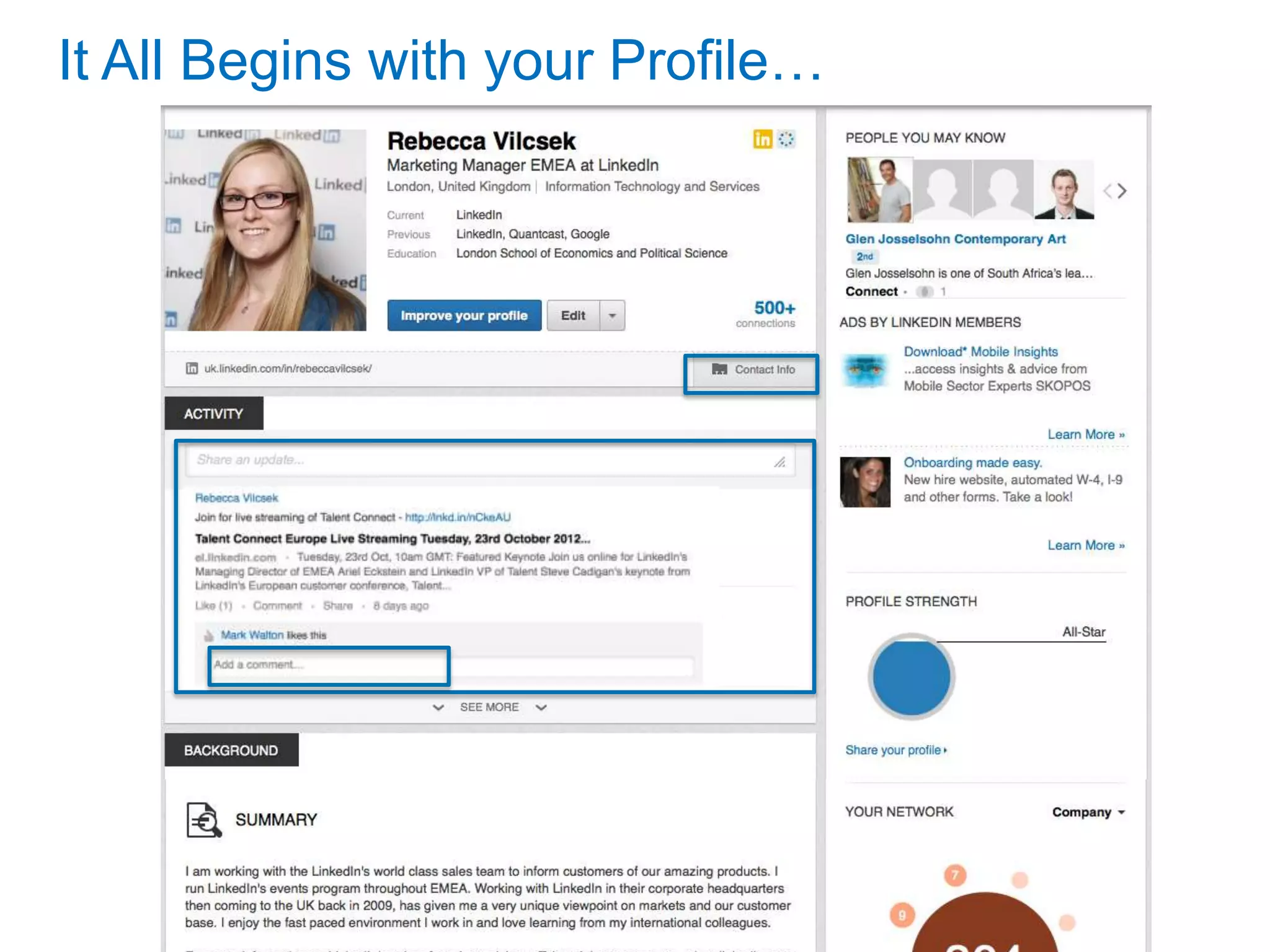 It All Begins with your Profile…




                                   6
 