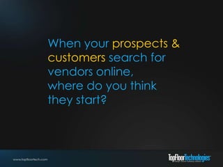 When your prospects &
customers search for
vendors online,
where do you think
they start?
 