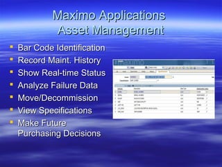 Maximo Data Sheets Maximo overview | PPS