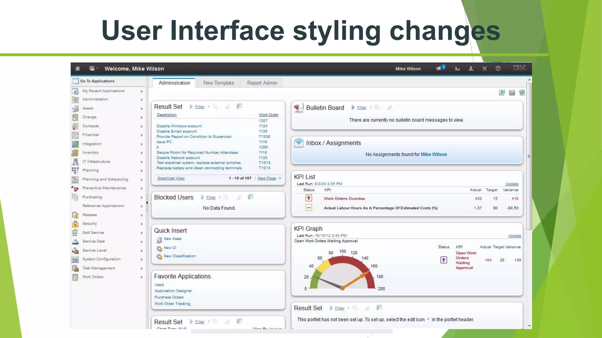 User Interface styling changes
 