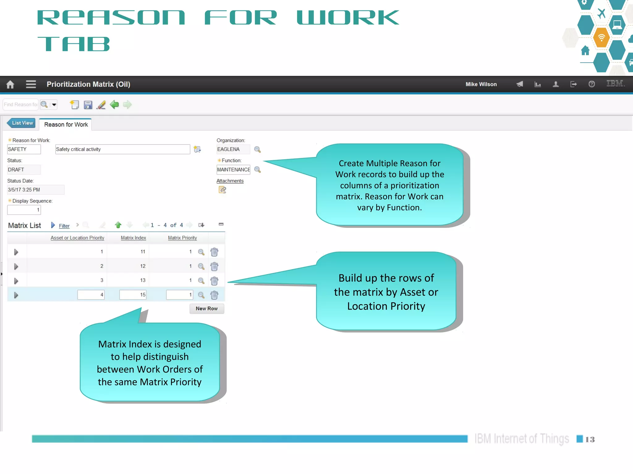 Maximo Oil and Gas 7.6.1 HSE: Condition for Work Prioritization Matrix ...