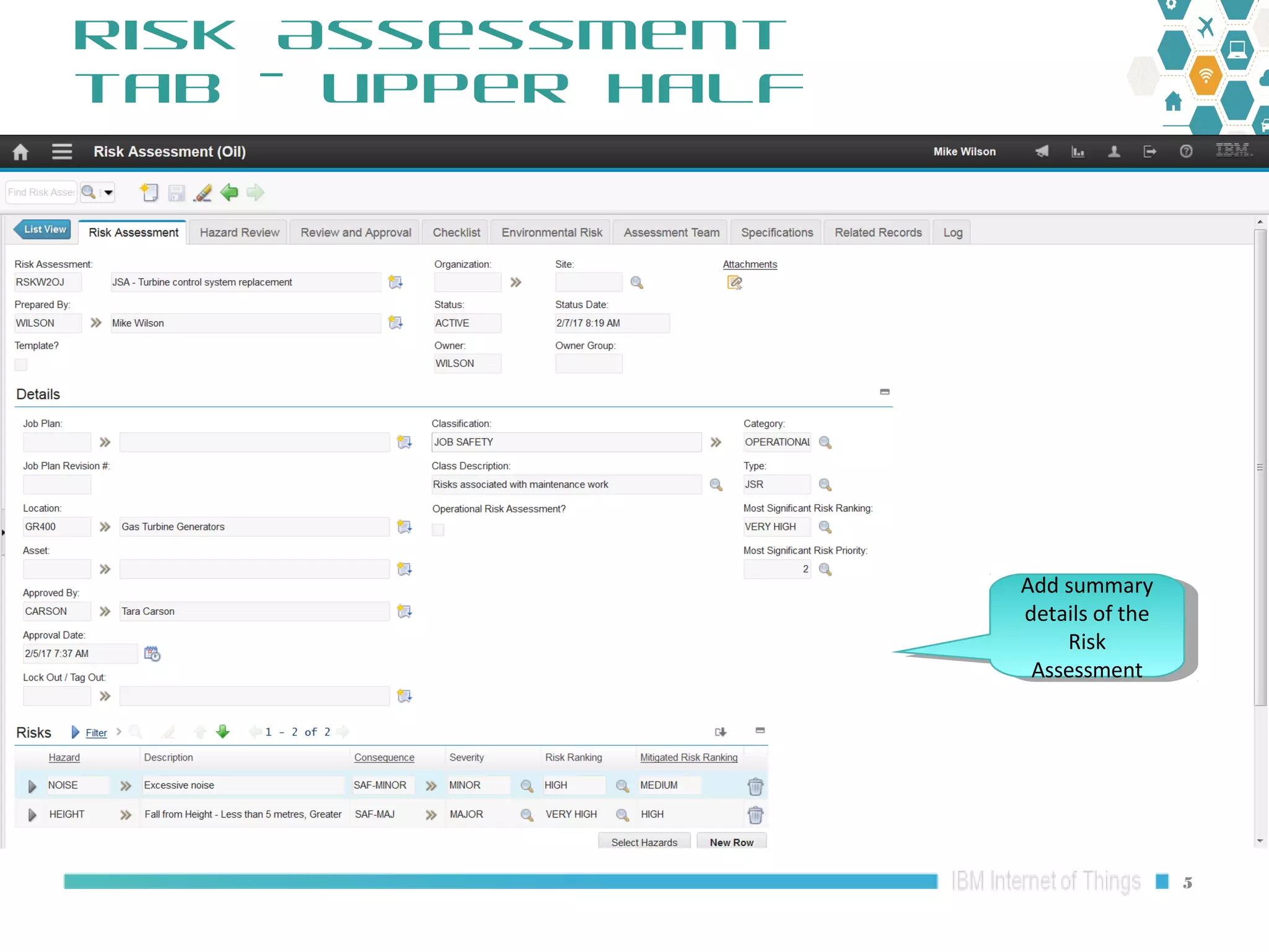 Maximo Oil and Gas 7.6.1 HSE: Risk Assessment Risk Matrix Overview | PPT