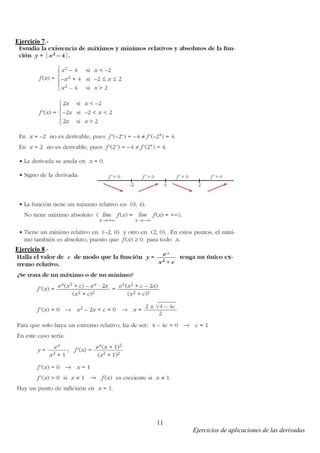 Ejercicios de aplicaciones de las derivadas
11
Ejercicio 7.-
Ejercicio 8.-
 
