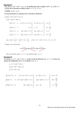 Ejercicios de aplicaciones de las derivadas
13
Ejercicio 11.-
Ejercicio 12.-
 