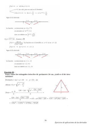 Ejercicios de aplicaciones de las derivadas
16
Ejercicio 18.-
 