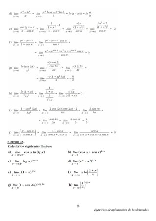 Ejercicios de aplicaciones de las derivadas
28
Ejercicio 33.-
 