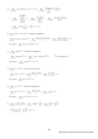 Ejercicios de aplicaciones de las derivadas
29
 