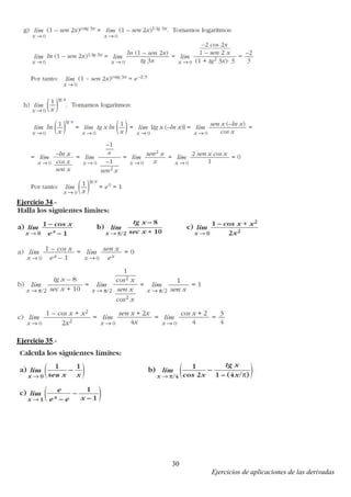 Ejercicios de aplicaciones de las derivadas
30
Ejercicio 34.-
Ejercicio 35.-
 