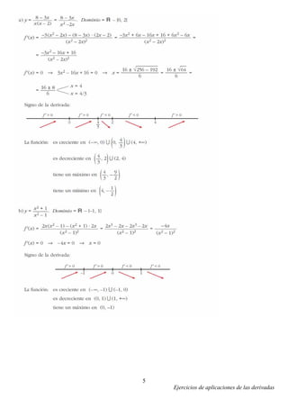 Ejercicios de aplicaciones de las derivadas
5
 