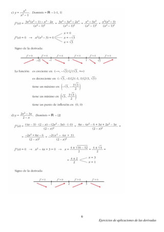 Ejercicios de aplicaciones de las derivadas
6
 