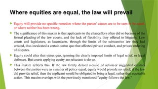 Maxims and their Development in law of Equity | PPTX