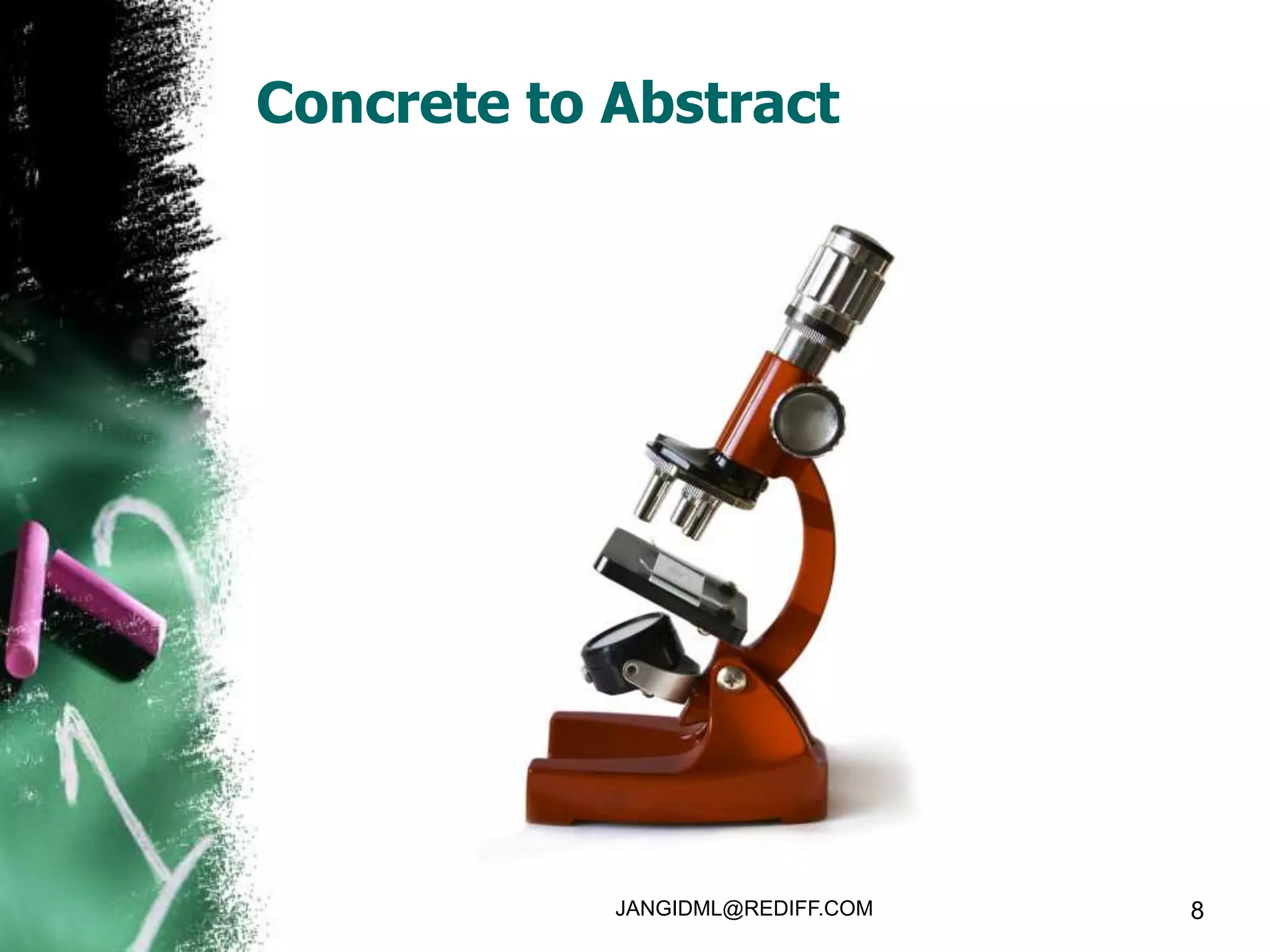 Concrete to Abstract




            JANGIDML@REDIFF.COM   8
 